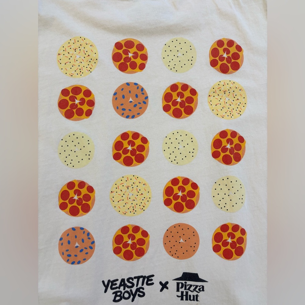 Rare Yeastie Boys X Pizza Hut Free & Easy Collab Shirt Pepperoni Bagel Sz Large